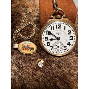 1933 Elgin B.W. Raymond 10K GF Grade 478 Pocketwatch + 10K Solid Railroad Pin